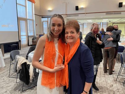 Maddie with Nancy Fuhrman, a former YWCA leader and one of the people who nominated Maddie.
